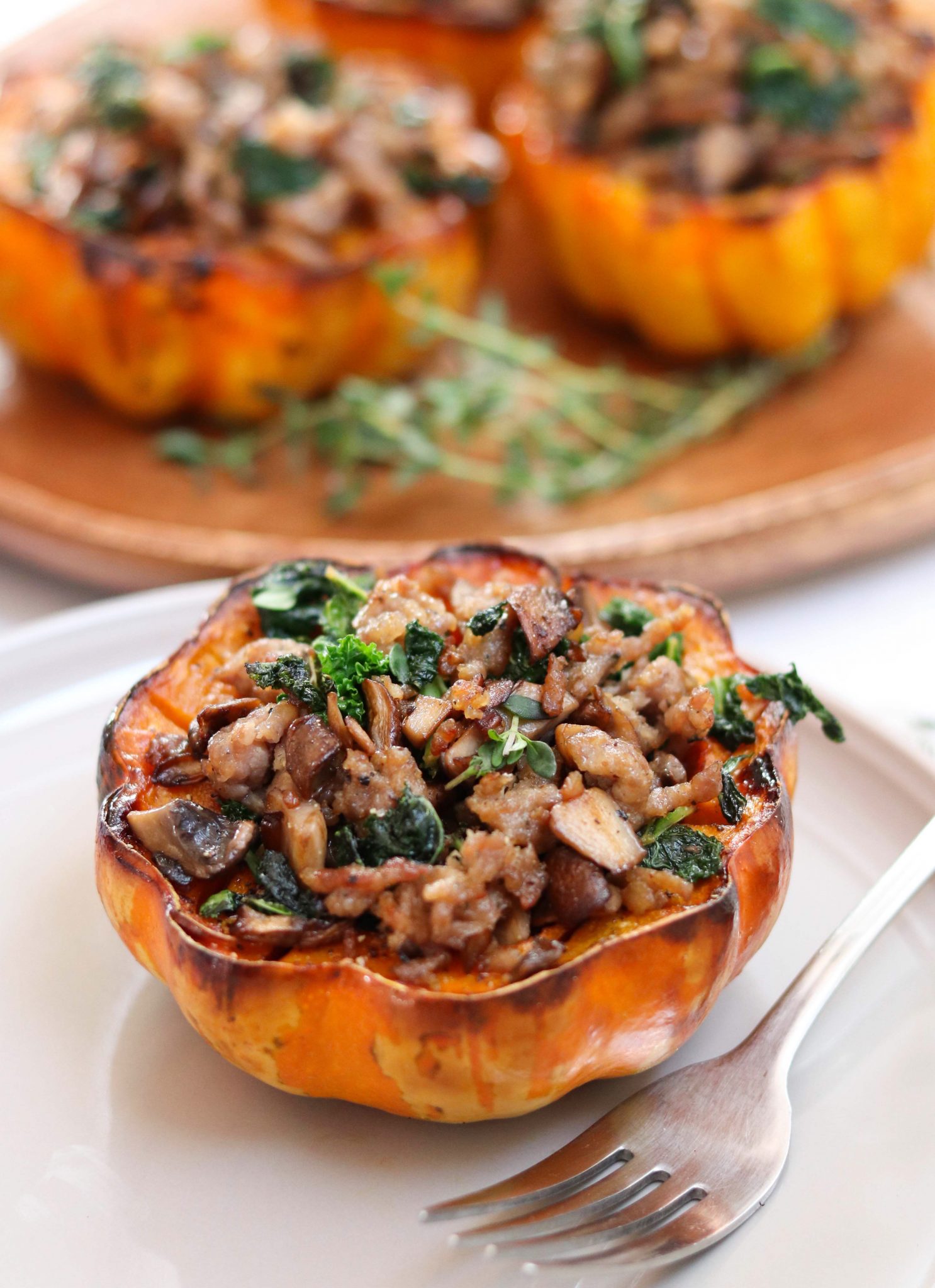 Roasted Acorn Squash with Sausage & Kale - Cook At Home Mom