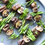 Whole30 and Keto Asparagus, Mushroom and Beef Kebabs!