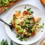 Whole30 Instant Pot Buffalo Chicken Stuffed Sweet Potatoes