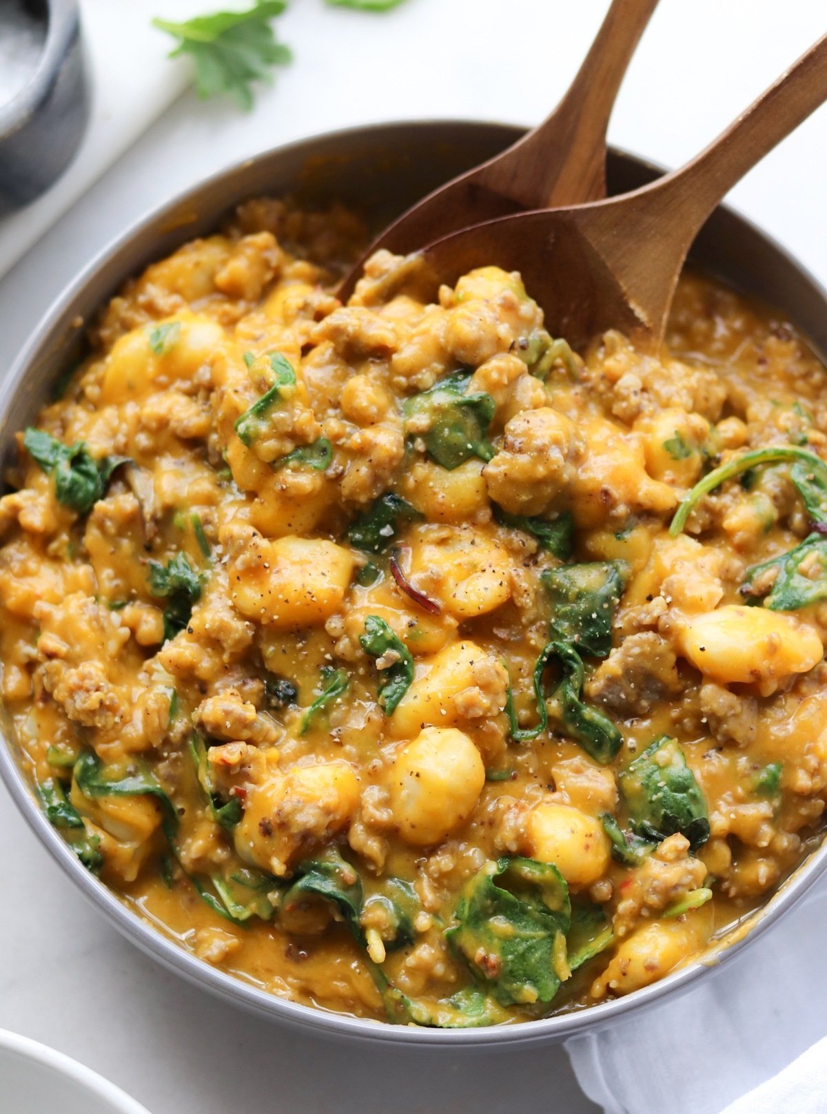 sausage and gnocchi power greens skillet (paleo)